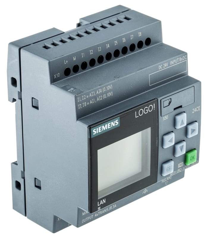Siemens LOGO! 8 Logic Module, 24 V dc Digital, 8 x Input, 4 x Output With Display