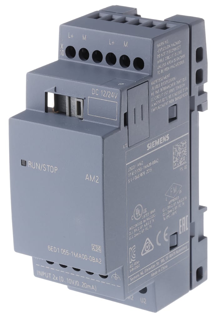 Siemens LOGO! Series I/O module for Use with LOGO! 8, LOGO! 8.2, 12 → 24 V dc Supply, 2-Input, Analogue Input