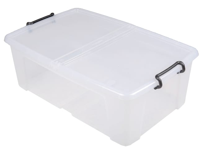 RS PRO 50L Transparent Polymer Large Storage Box, 230mm x 450mm x 700mm