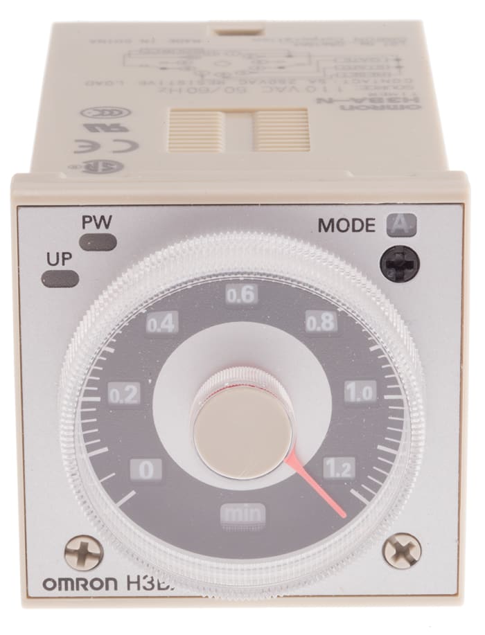 Omron H3BA Series Panel Mount Timer Relay, 110V ac, 2-Contact, 0.05 s → 300h, DPDT