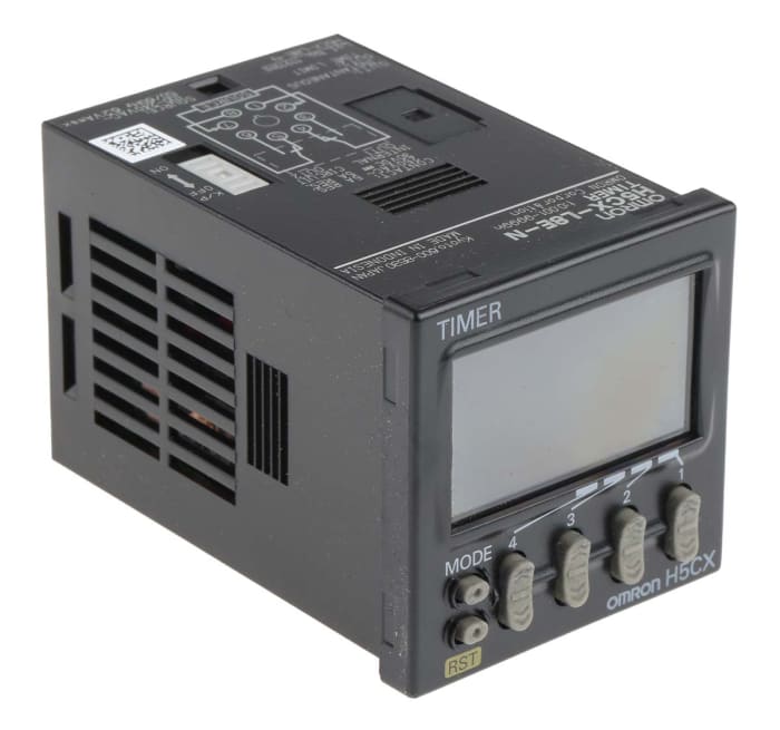 Omron H5CX Series Panel Mount Timer Relay, 100 → 240V ac, 1-Contact, 0.001 s → 9999h, SPDT
