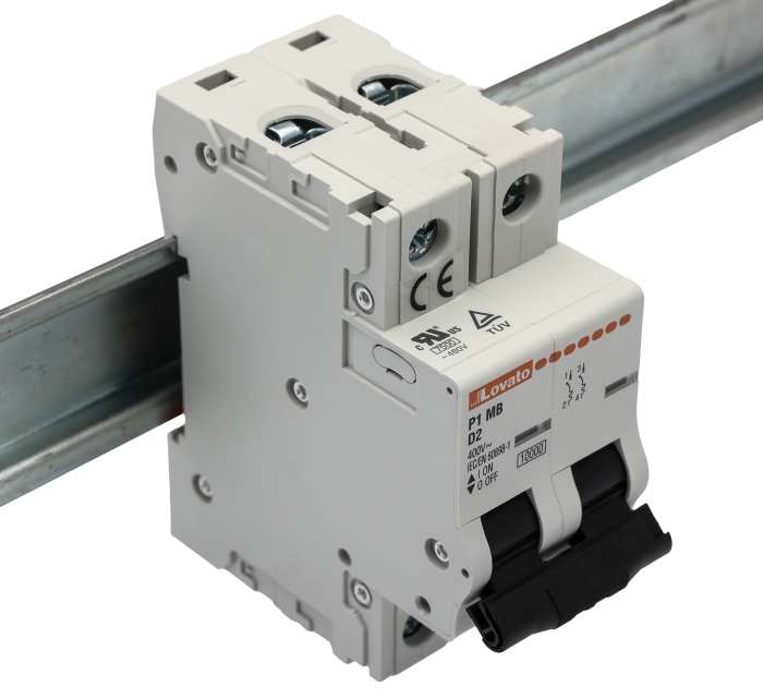 Lovato ModuLo P1MB MCB, 2P, 2A Curve D, 230V AC, 80V DC, 10 kA Breaking Capacity