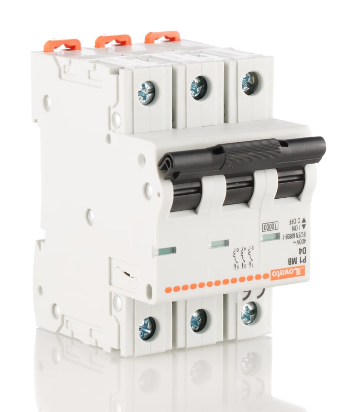 Lovato ModuLo P1MB MCB, 3P, 4A Curve D, 230V AC, 10 kA Breaking Capacity