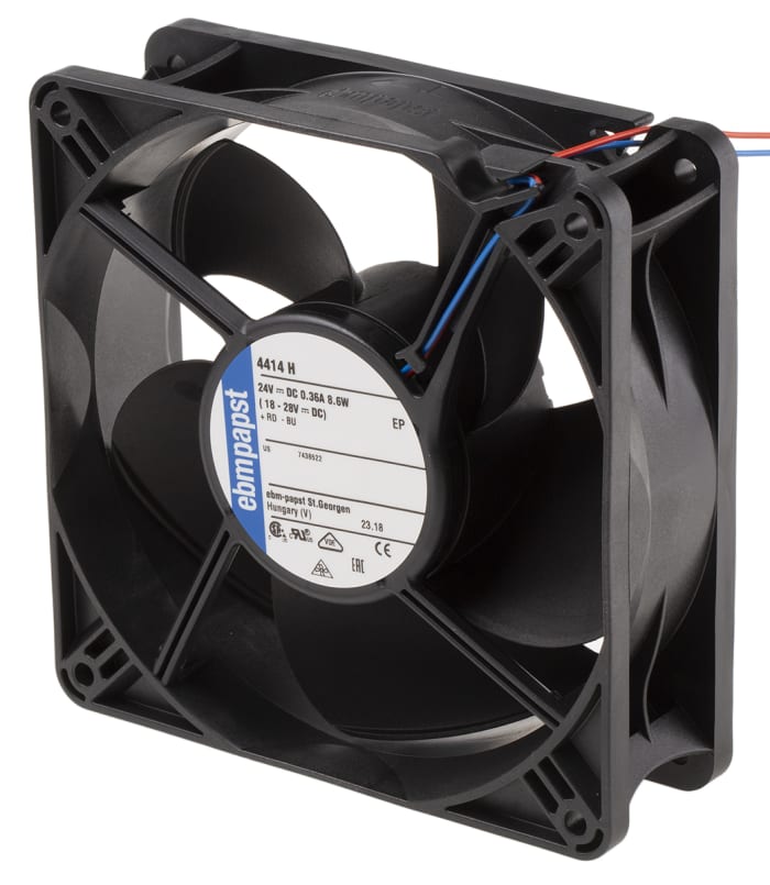 ebm-papst 4400 Series Axial Fan, 24 V dc, DC Operation, 240m³/h, 8.6W, 119 x 119 x 38mm