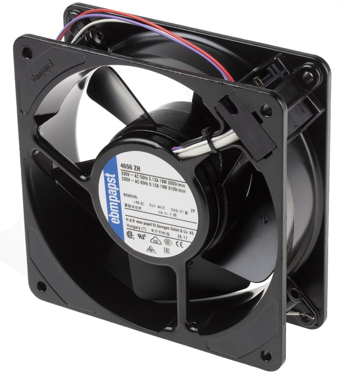 ebm-papst 4000 Z Series Axial Fan, 230 V ac, AC Operation, 160m³/h, 19W, 119 x 119 x 38mm
