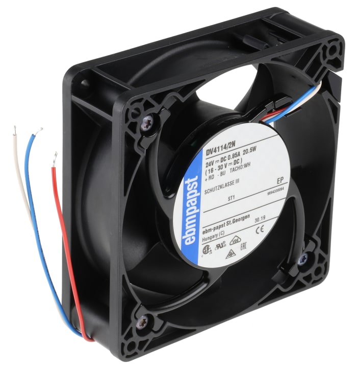 ebm-papst DV 4100 Series Axial Fan, 24 V dc, DC Operation, 280m³/h, 20.5W, 119 x 119 x 38mm
