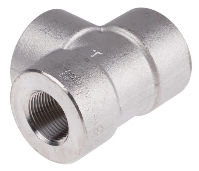 RS PRO Stainless Steel Pipe Fitting, Tee Circular Tee, Female Threaded x Female x Female