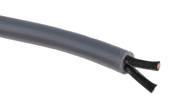 RS Pro YY, 2 Damarlı YY Kontrol Kablosu, PVC, 5,7mm Çapında, 1 mm² Kesitli, 17 AWG