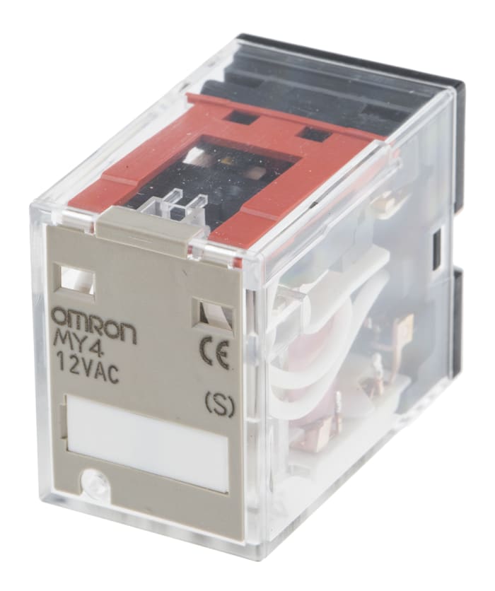 Omron Plug In Non-Latching Relay, 12V ac Coil, 5A Switching Current, 4PDT