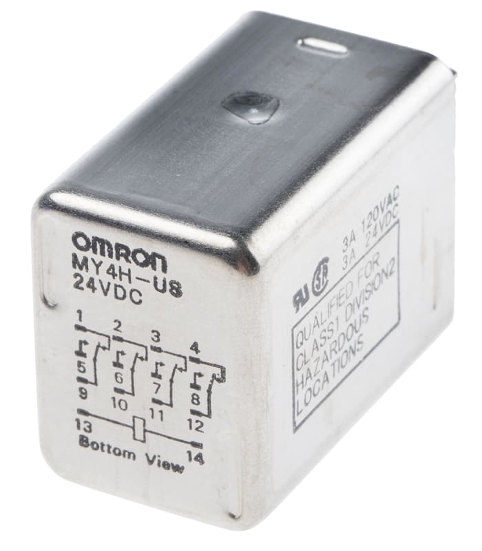 Omron Plug In Non-Latching Relay, 24V dc Coil, 3A Switching Current, 4PDT