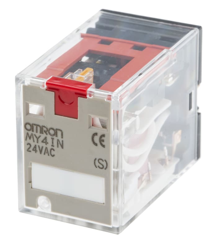 Omron Plug In Non-Latching Relay, 24V ac Coil, 5A Switching Current, 4PDT