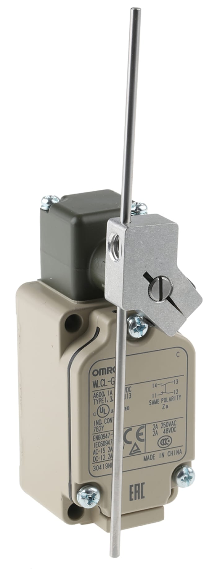 Omron WL Series Rod Limit Switch, NO/NC, IP67, DPDT, Aluminium Alloy Housing, 250V ac Max, 2A Max