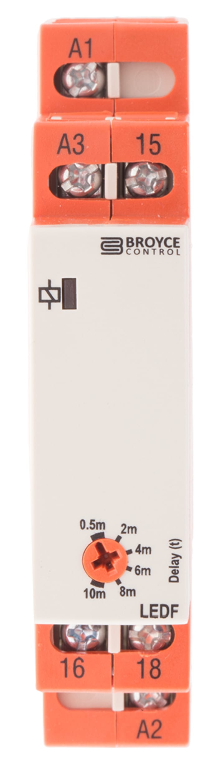 Broyce Control DIN Rail Mount Timer Relay, 110 V ac, 24V ac/dc, 1-Contact, 0.5 → 10min, 1-Function, SPDT