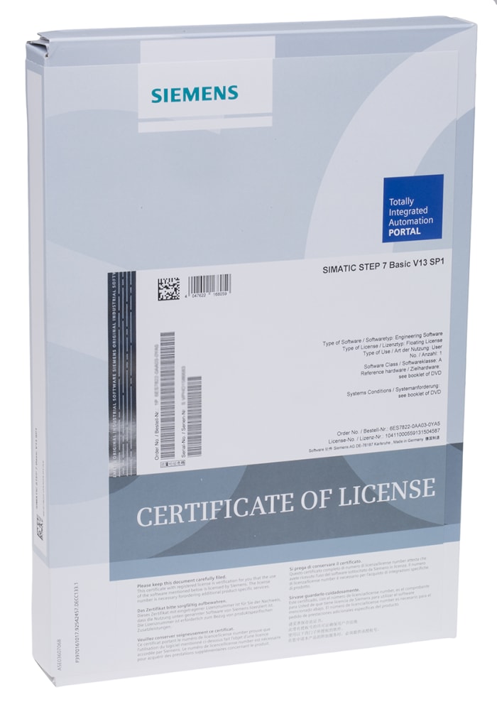Siemens V13 PLC Programming Software for use with SIMATIC S7-1200 Series for Windows 7, Windows 8