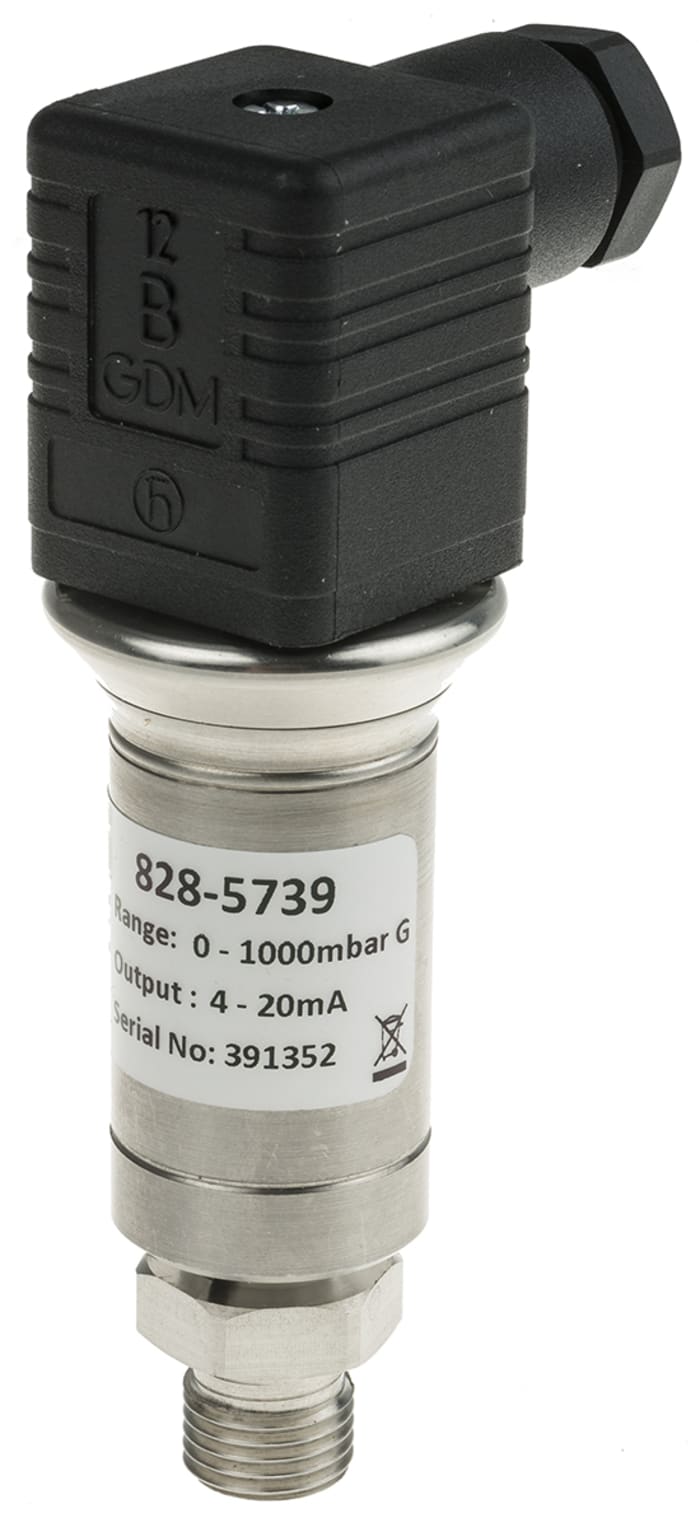 Sensor de presión manométrica RS PRO, 0bar → 1bar, G1/4, 9 → 32 V dc, salida Corriente, para Aceite, agua, IP65