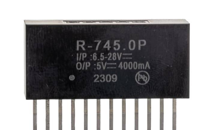 Recom Switching Regulator, Through Hole, 3 → 5.5V dc Output Voltage, 6.5 → 28V dc Input Voltage, 4A