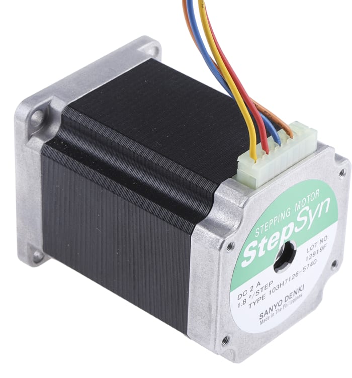 103H7126-5740 Sanyo Denki | Sanyo Denki 103H7 Series Hybrid, Single Shaft Stepper Motor, 1.6Nm Torque, 24 V, 1.8°, 56 x 56mm Frame, 6.35mm Shaft | 829-3525 | RS Components 103H7126-5740 Sanyo Denki | Sanyo Denki 103H7 Series Hybrid, Single Shaft Stepper Motor, 1.6Nm Torque, 24 V, 1.8°, 56 x 56mm Frame, 6.35mm Shaft | 829-3525 | RS Components
