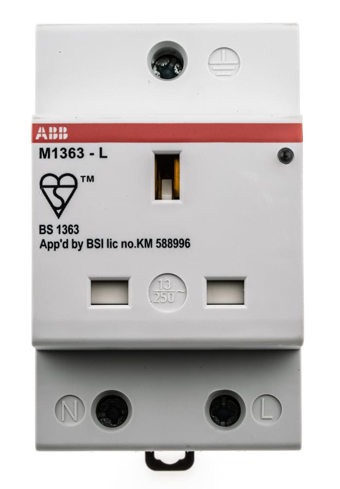 ABB M1363-L Grey 1 Gang Plug Socket, 13A, Type G - British, Indoor Use