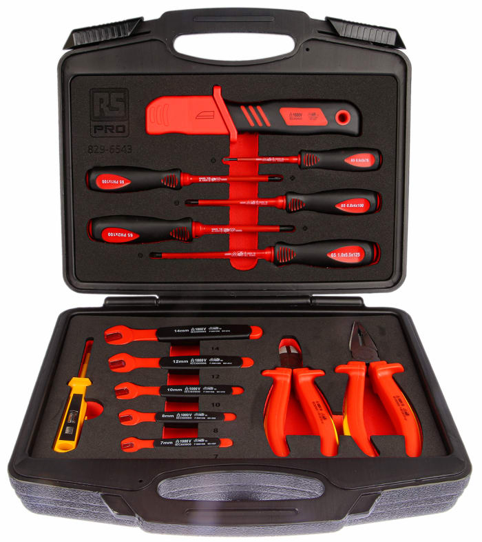 RS PRO 14 Piece Engineers Tool Kit with Case, VDE Approved