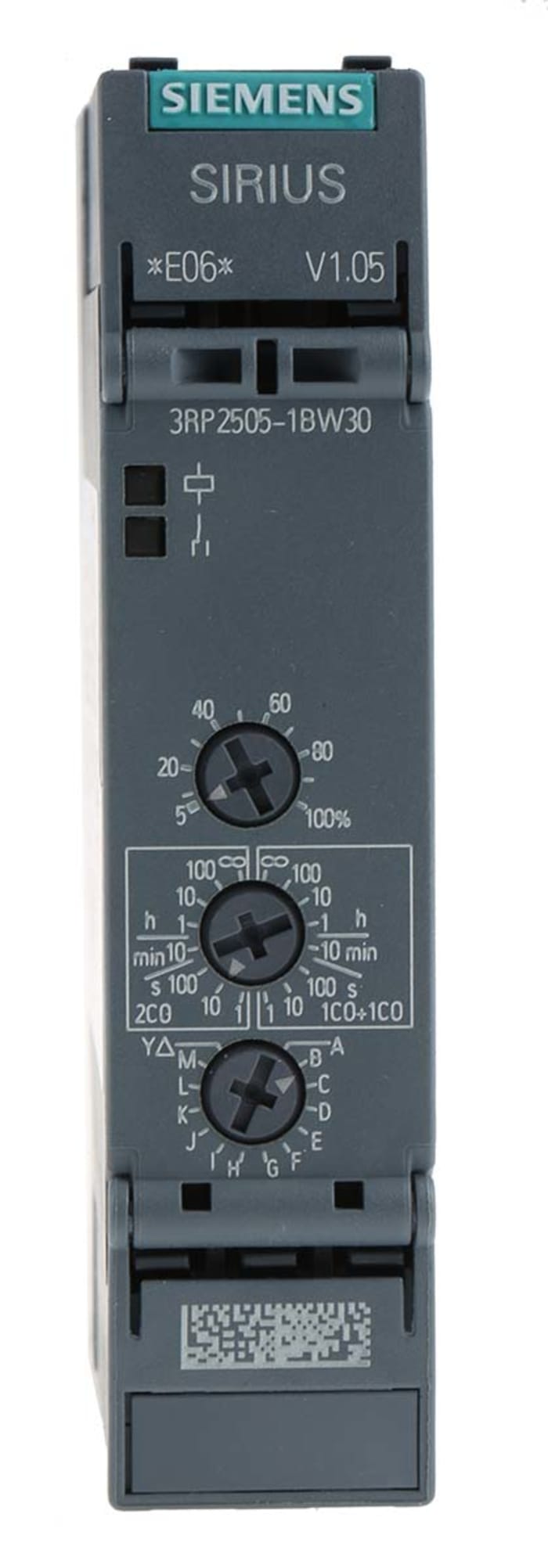 Siemens 3RP25 Series DIN Rail Mount Timer Relay, 12 → 240V ac/dc, 2-Contact, 1 s → 100h, DPDT