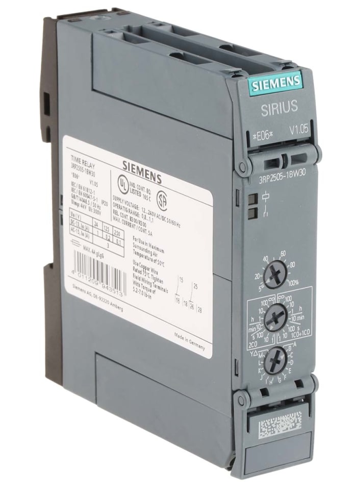 3RP2505-1BW30 Siemens | Siemens 3RP25 Series DIN Rail Mount Timer Relay ...