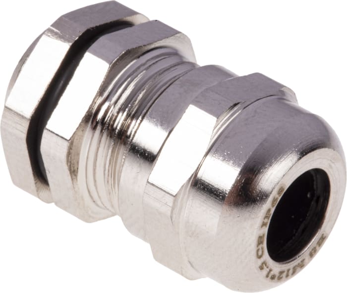 RS PRO Metallic Nickel Plated Brass Cable Gland, M12 Thread, 3mm min., 6.5mm max., IP68