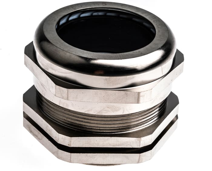 RS PRO RS PRO Metallic Nickel Plated Brass Cable Gland, M50 x 1.5 Thread, 31mm Min, 38mm Max