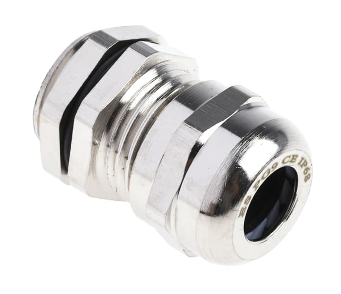 Prensaestopas RS PRO de Latón Chapado en Níquel , rosca PG9, contratuerca incluida, IP68