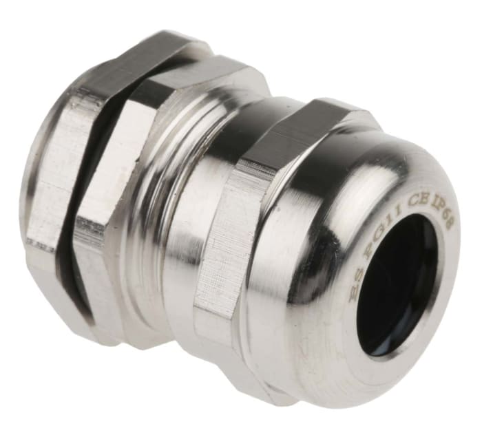 RS PRO Metallic Nickel Plated Brass Cable Gland, PG11 Thread, 5mm min., 10mm max., IP68