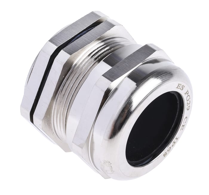 RS PRO Metallic Nickel Plated Brass Cable Gland, PG29 Thread, 18mm min., 25mm max., IP68