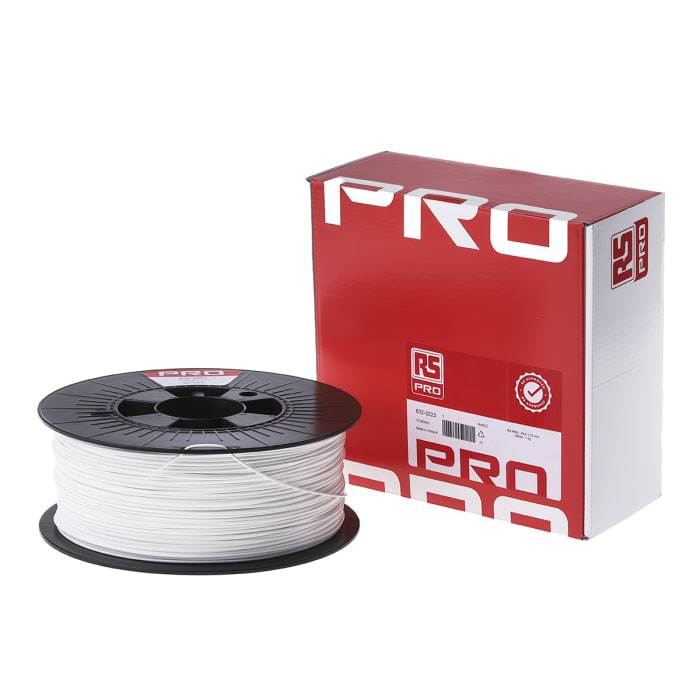 Filamento para impresora 3D FDM, ABS, 1.75mm, Blanco, 1kg RS PRO