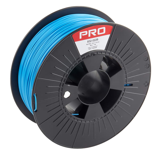 RS PRO 1.75mm Blue PLA 3D Printer Filament, 1kg