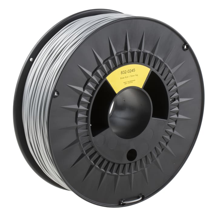 Filament pour imprimante 3D RS PRO, PLA, Ø 1.75mm, Argent, 1kg, FDM