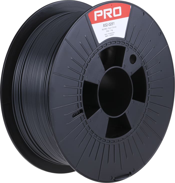 Vlákna pro 3D tiskárny, Šedá 1.75mm 1kg PLA RS PRO