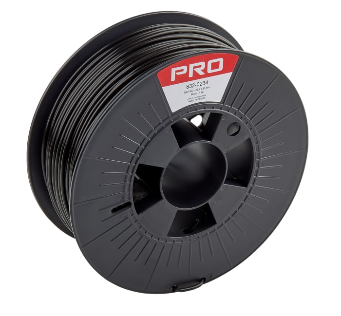 RS PRO 2.85mm Black PLA 3D Printer Filament, 1kg