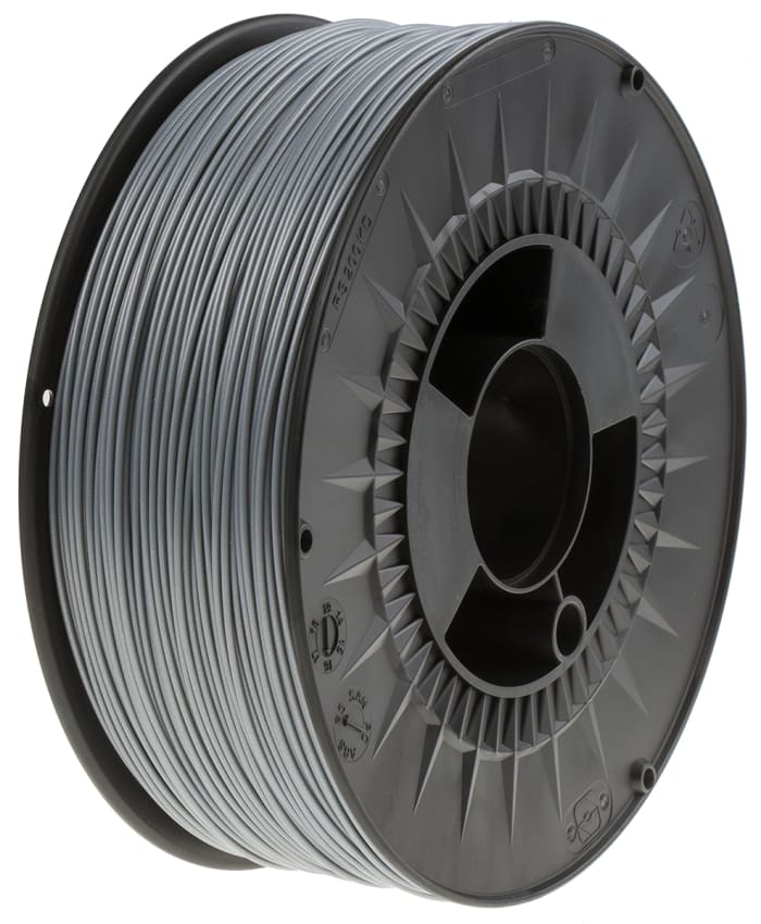 RS PRO 1.75mm Silver ABS 3D Printer Filament, 1kg