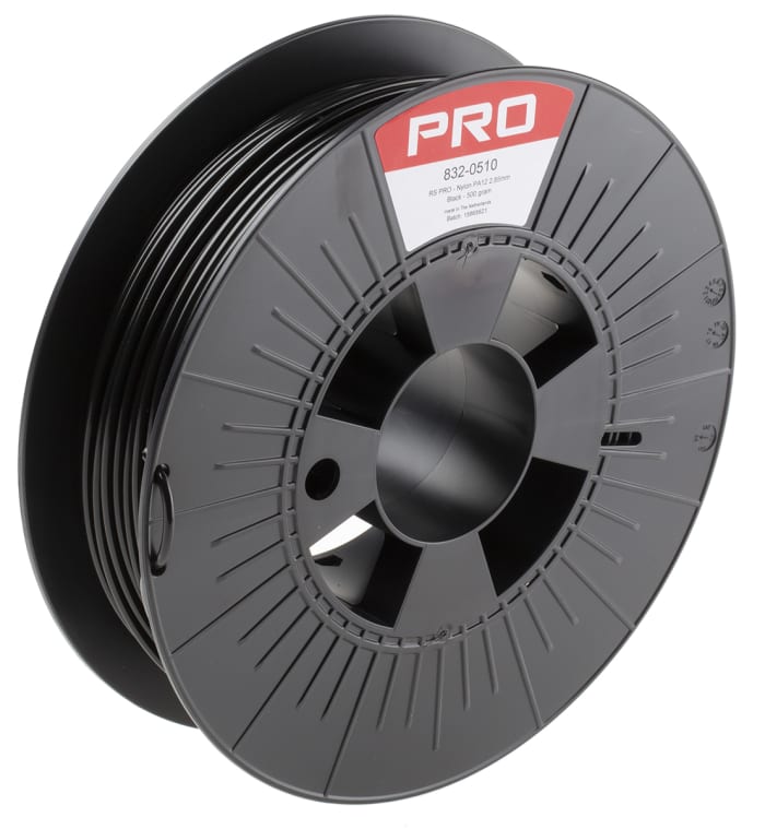 RS PRO 2.85mm Black PA 3D Printer Filament, 500g