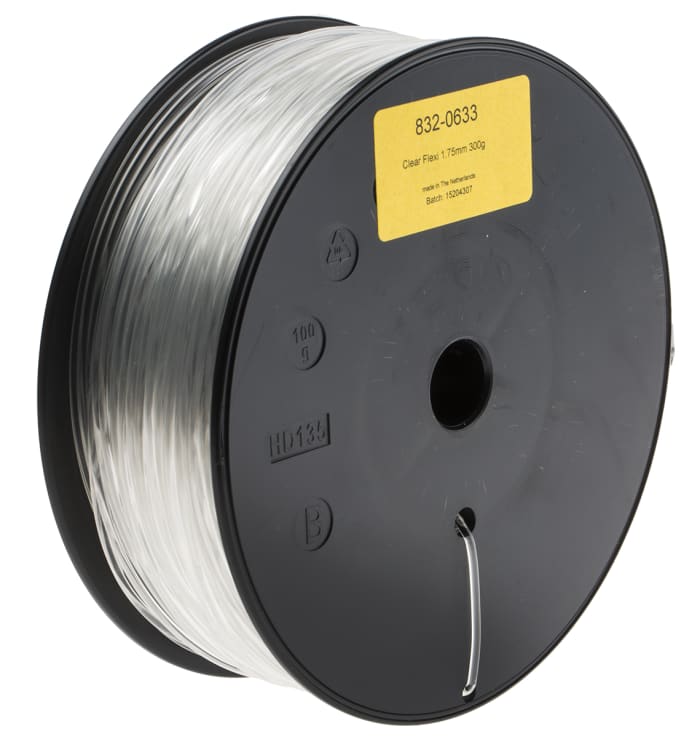 RS PRO 1.75mm Transparent GLASSBEND 3D Printer Filament, 300g