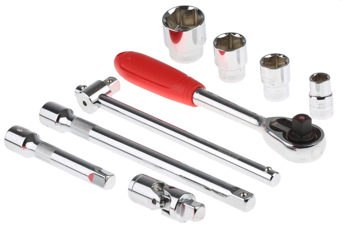 RS PRO 23-Piece 1/2 in Standard Socket Set with Ratchet, 6 point