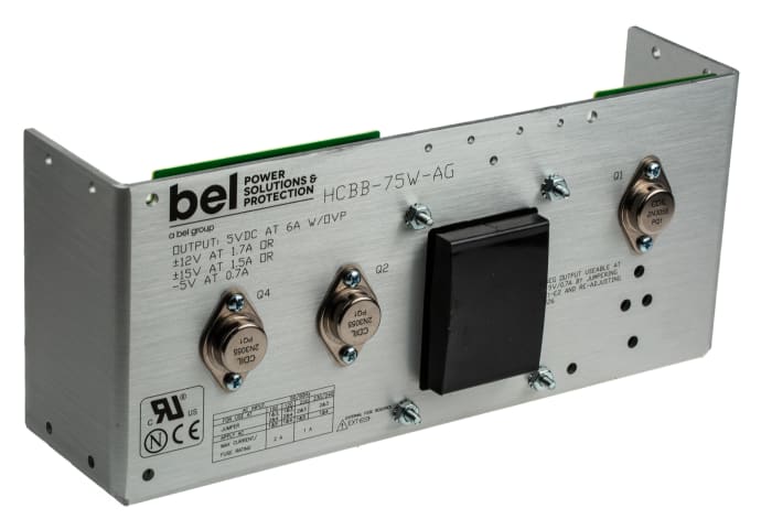 BEL POWER SOLUTIONS INC Open Frame Linear Power Supply, 100 → 264V ac Input, -5 V, 5 V, 12 V Output, 1.7 A, 6 A,
