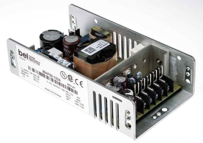 BEL POWER SOLUTIONS INC Switching Power Supply, MAP55-1024, 24V dc, 2.5A, 55W, 1 Output, 175 → 264 V ac, 90