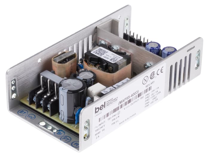 BEL POWER SOLUTIONS INC Switching Power Supply, MAP55-4003, ±5 V dc, ±12 V dc, 2.5 A, 6 A, 500 mA, 55W, Quad Output,