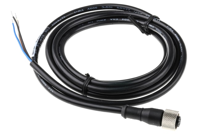 Banner Straight Female 4 way M12 to Unterminated Sensor Actuator Cable, 2m