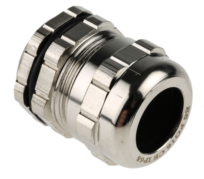 RS PRO Metallic Nickel Plated Brass Cable Gland, PG16 Thread, 8mm min., 14mm max., IP68