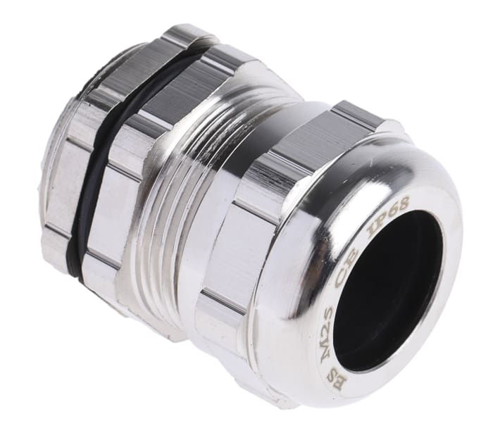 RS PRO Metallic Nickel Plated Brass Cable Gland, M25 Thread, 10mm min., 16mm max., IP68