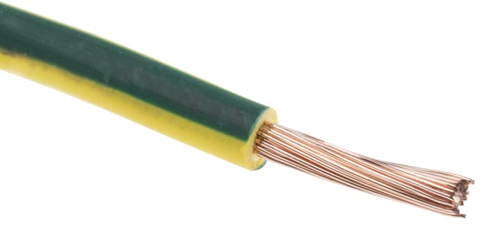RS PRO Green/Yellow 0.75mm² Hook Up Wire, 18 AWG, 22/1.0 mm, 100m, Polyolefin Cross-linked EI5 Insulation