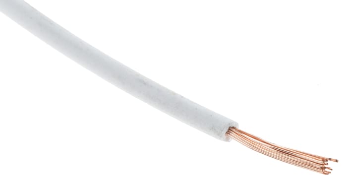 RS PRO White 0.75mm² Hook Up Wire, 22 AWG, 22/1.0 mm, 100m, Polyolefin Cross-linked EI5 Insulation