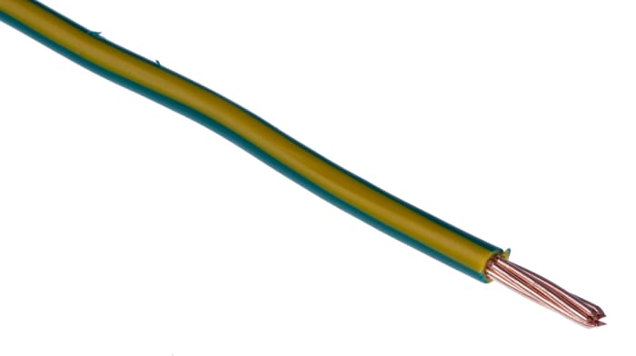 Cable de conexión RS PRO, área transversal 6 mm² Filamentos del Núcleo 7/1.03 mm Verde/Amarillo, 750 V, long. 100m,