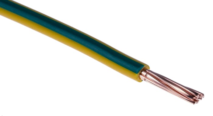 Cable de conexión RS PRO, área transversal 10 mm² Filamentos del Núcleo 7/1.34 mm Verde/Amarillo, 750 V, long. 100m,