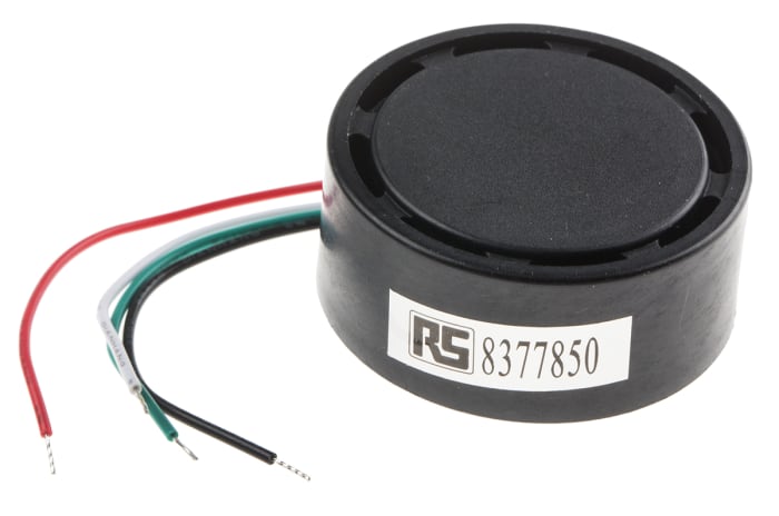 RS PRO ≥105dB Wire Leads Continuous, Slow & Fast Pulse Internal Magnetic Buzzer Component, 43 x 18mm, 6V dc Min, 28V dc